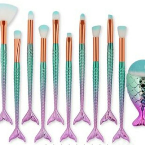 11pc Mermaid Makeup Brush Set - Picture 2 of 2